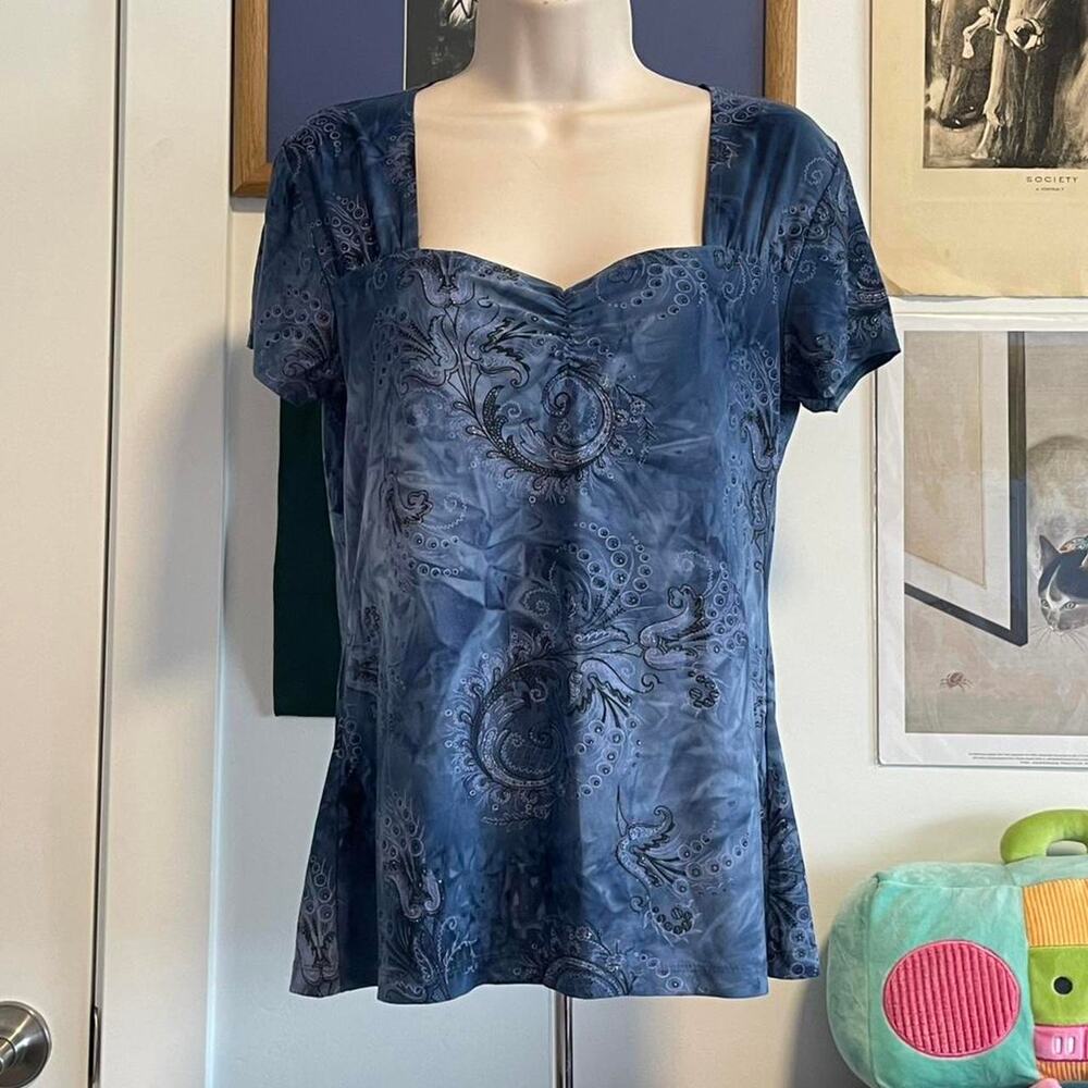 Vintage suzie blue paisley blouse